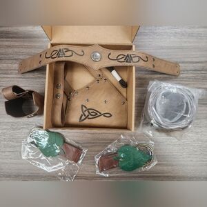 Men's Tan Renaissance Gear with Celtic Design 2 Leaves Included With Set